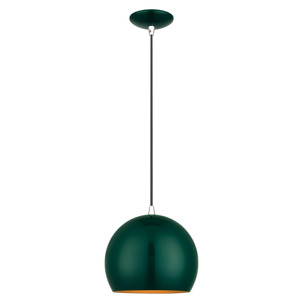 1 Light Shiny Hunter Green Globe Pendant