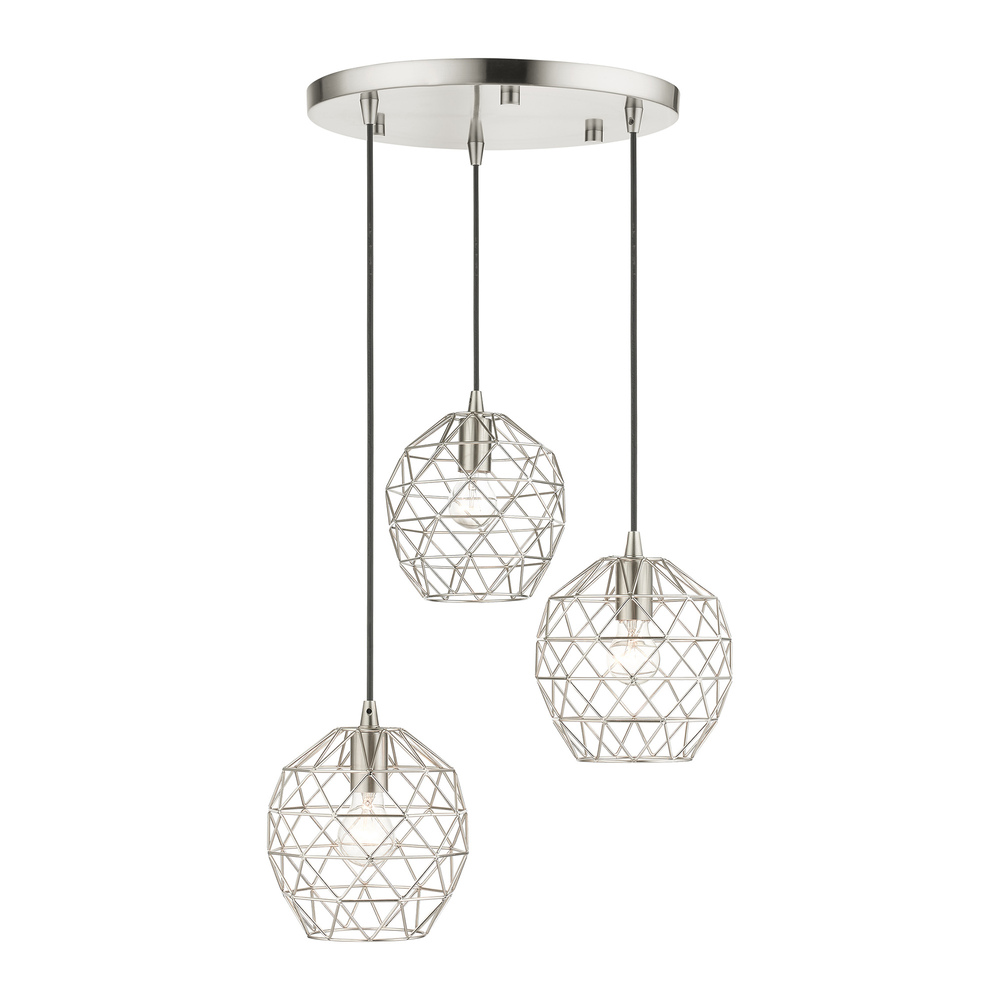 3 Lt Brushed Nickel Pendant