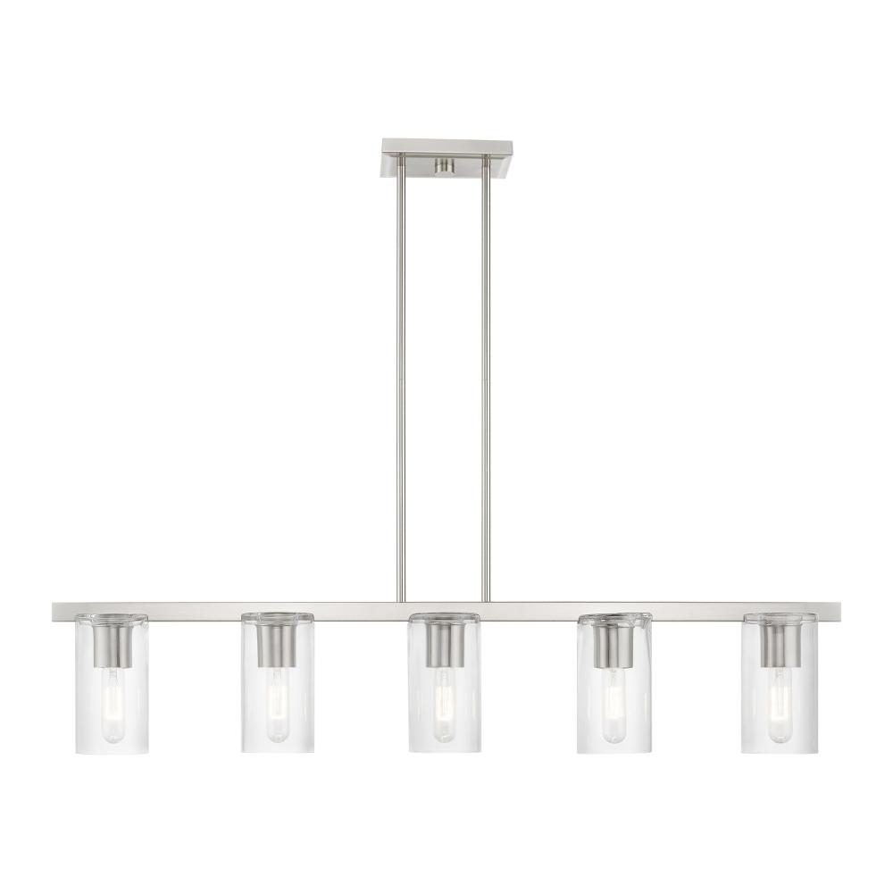 5 Light Brushed Nickel Linear Chandelier