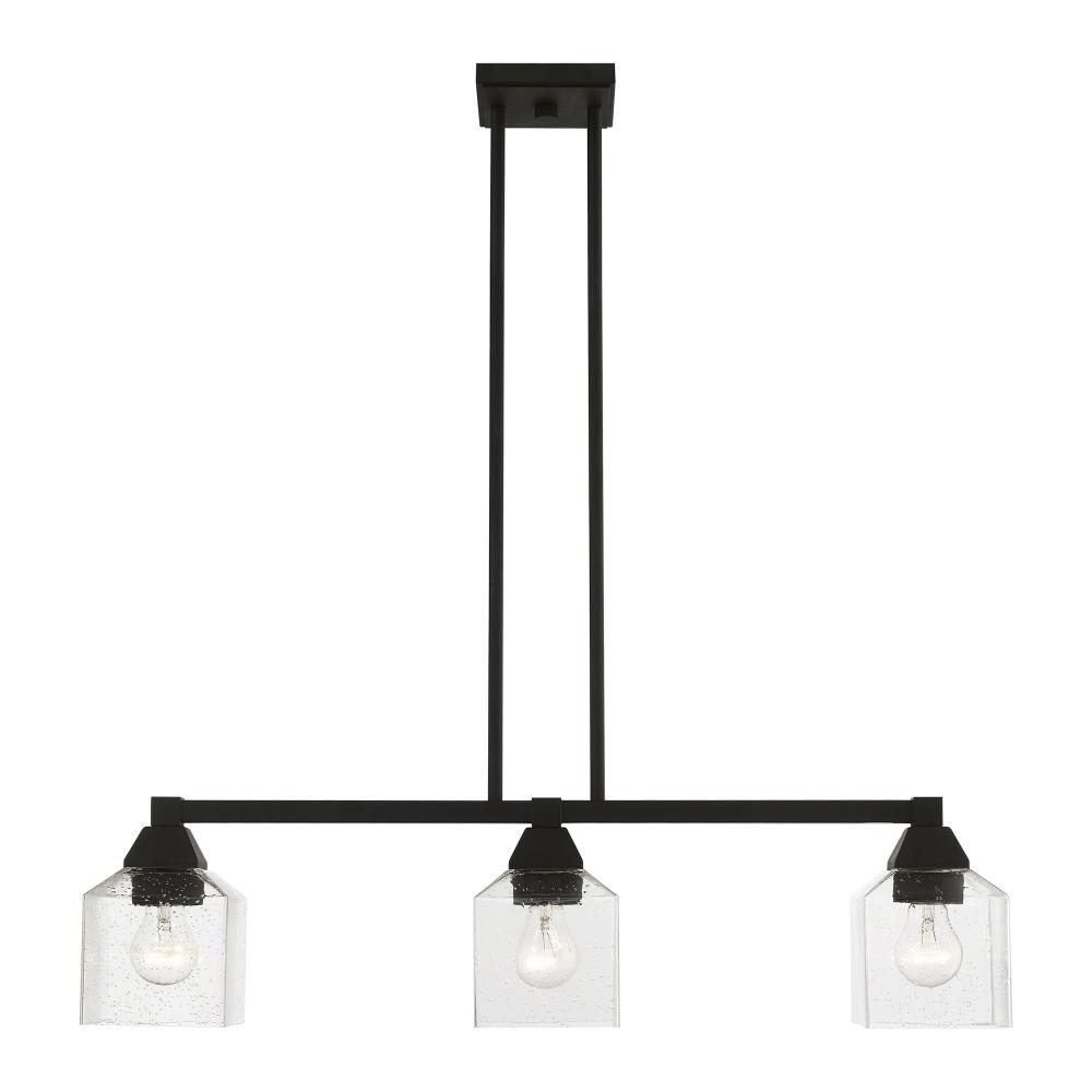 3 Light Black Linear Chandelier