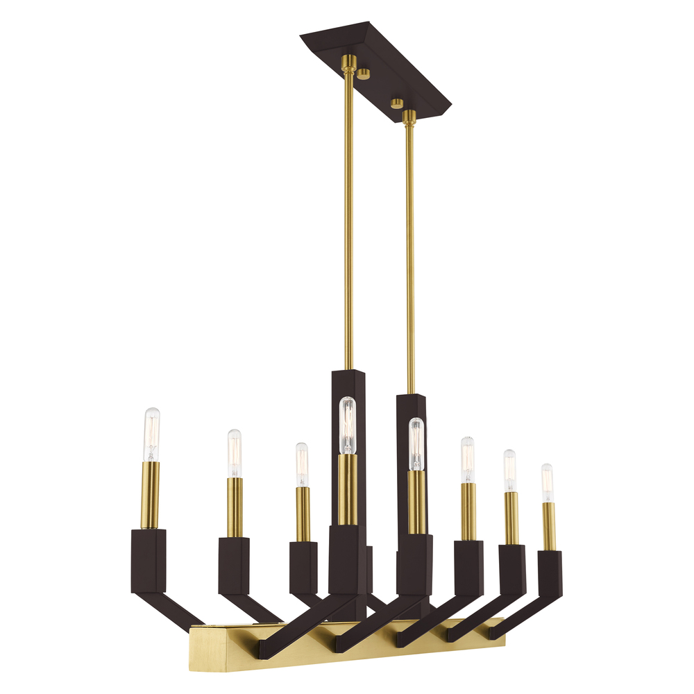 10 Lt Satin Brass & Bronze Linear Chandelier