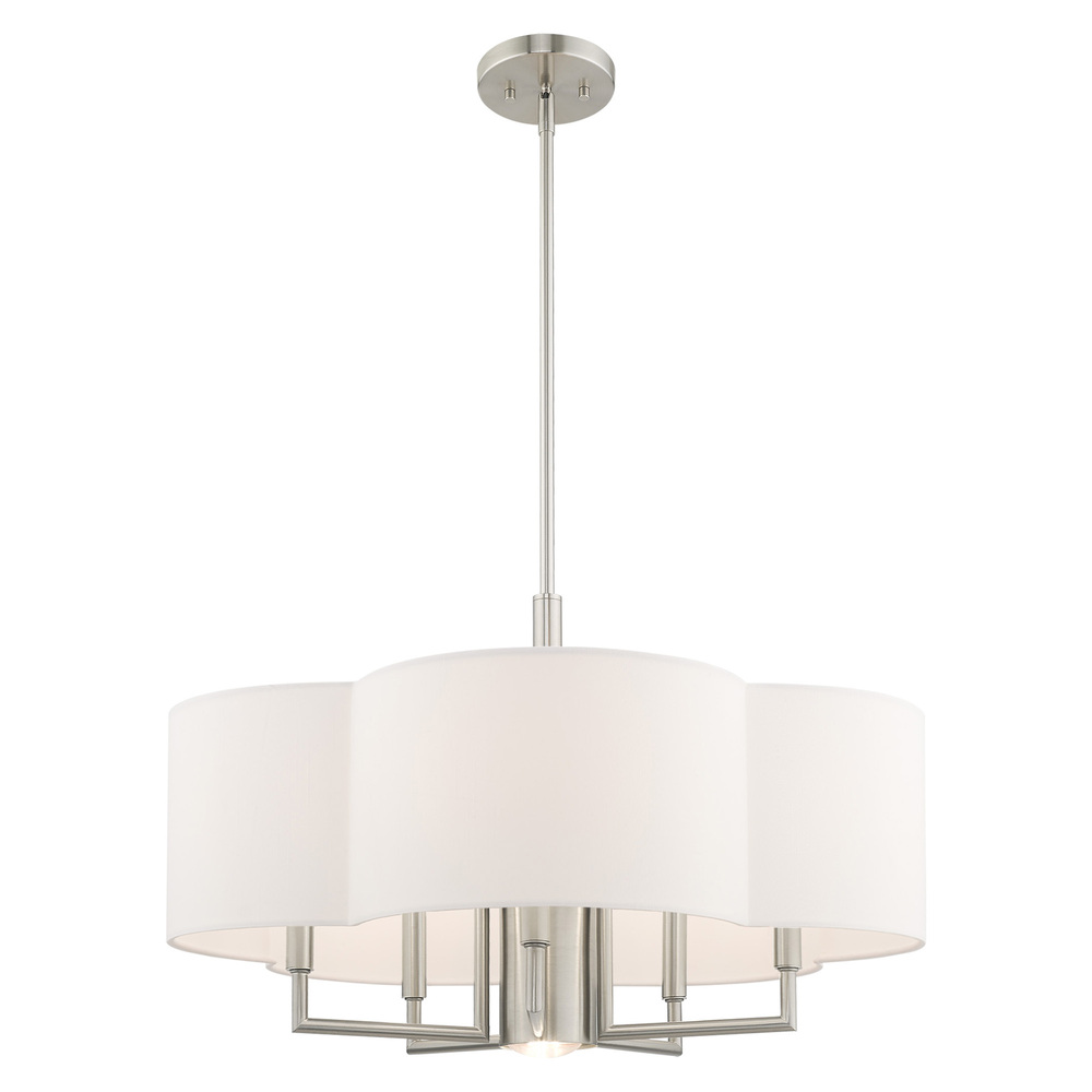 6 Lt Brushed Nickel Pendant Chandelier