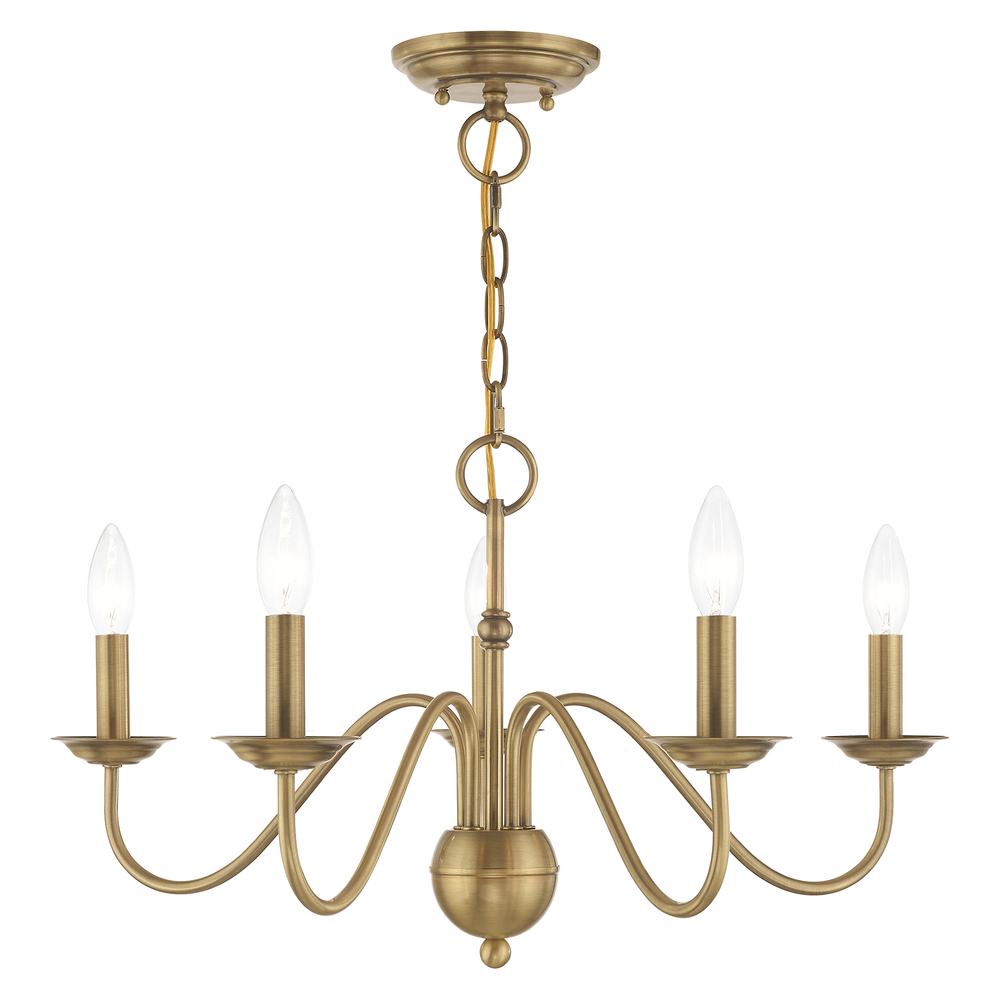 5 Lt Antique Brass Chandelier