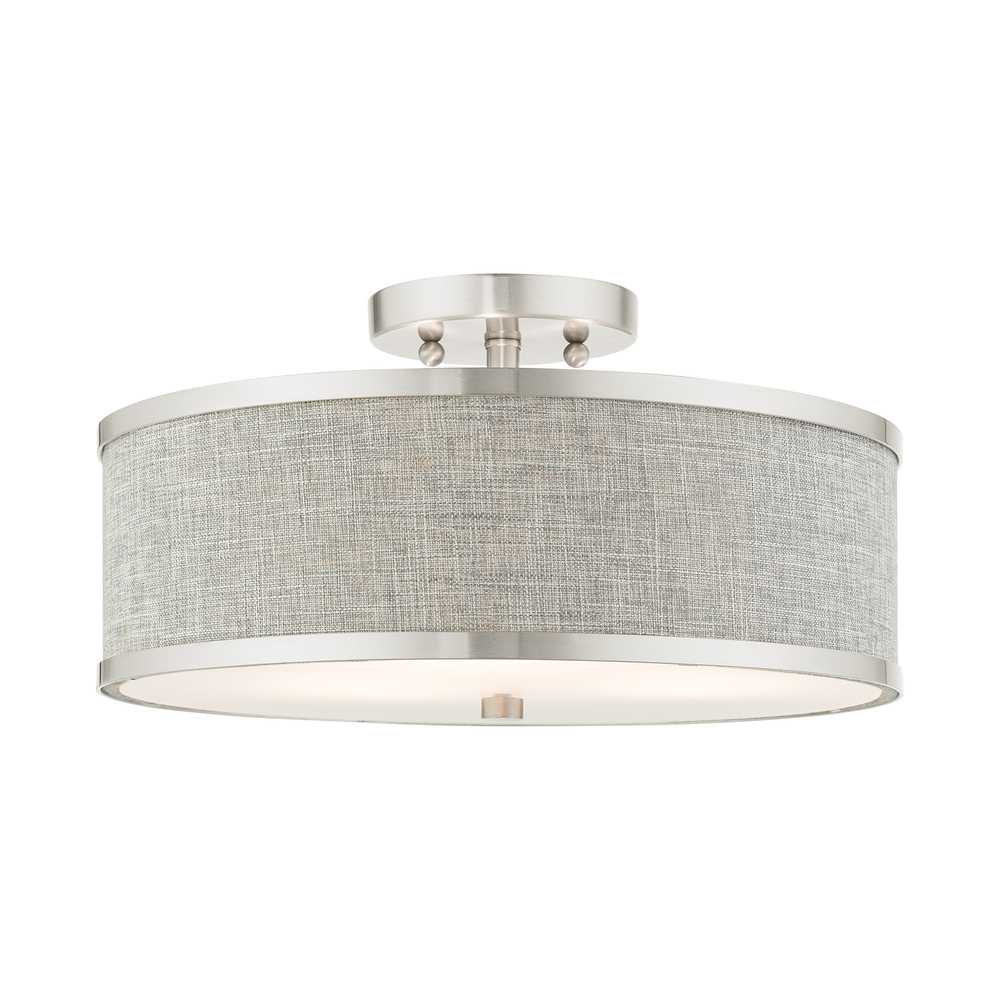 3 Lt Brushed Nickel Semi Flush