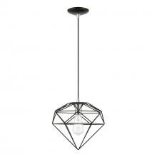 Livex Lighting 49152-68 - 1 Light Shiny Black with Polished Chrome Accents Pendant