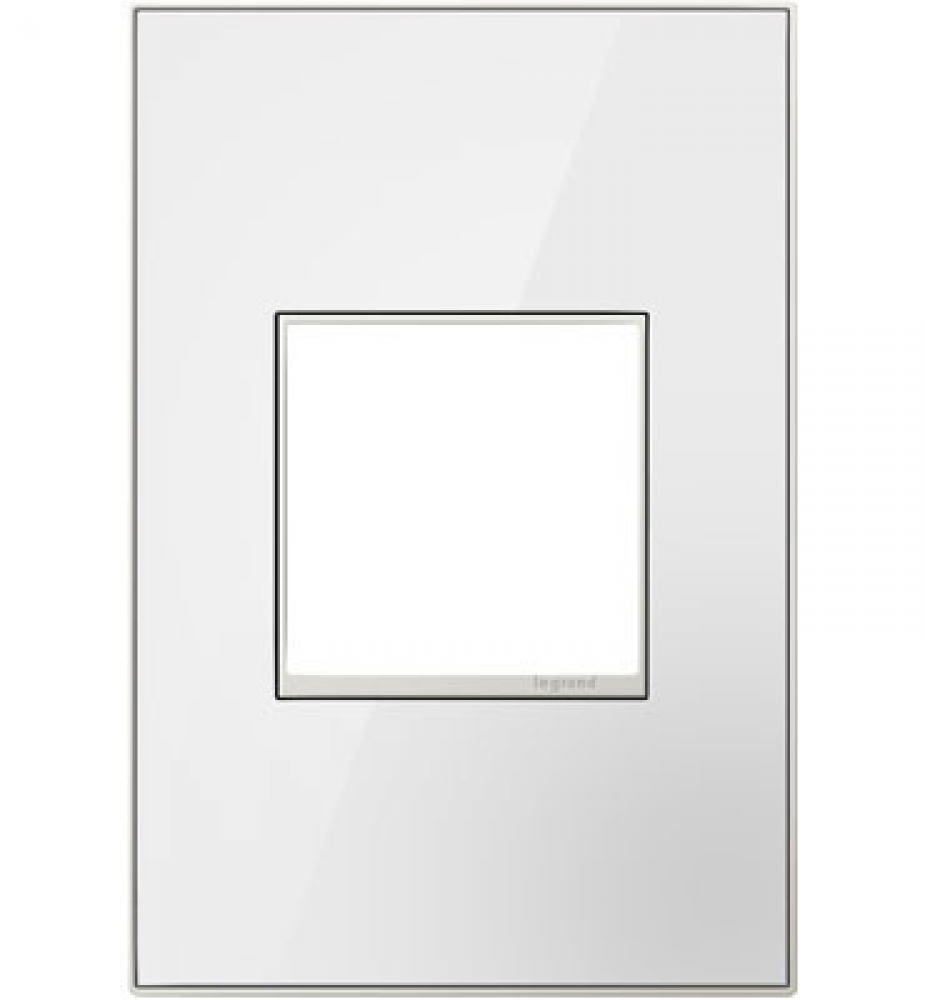 adorne® Mirror White-on-White One-Gang Screwless Wall Plate