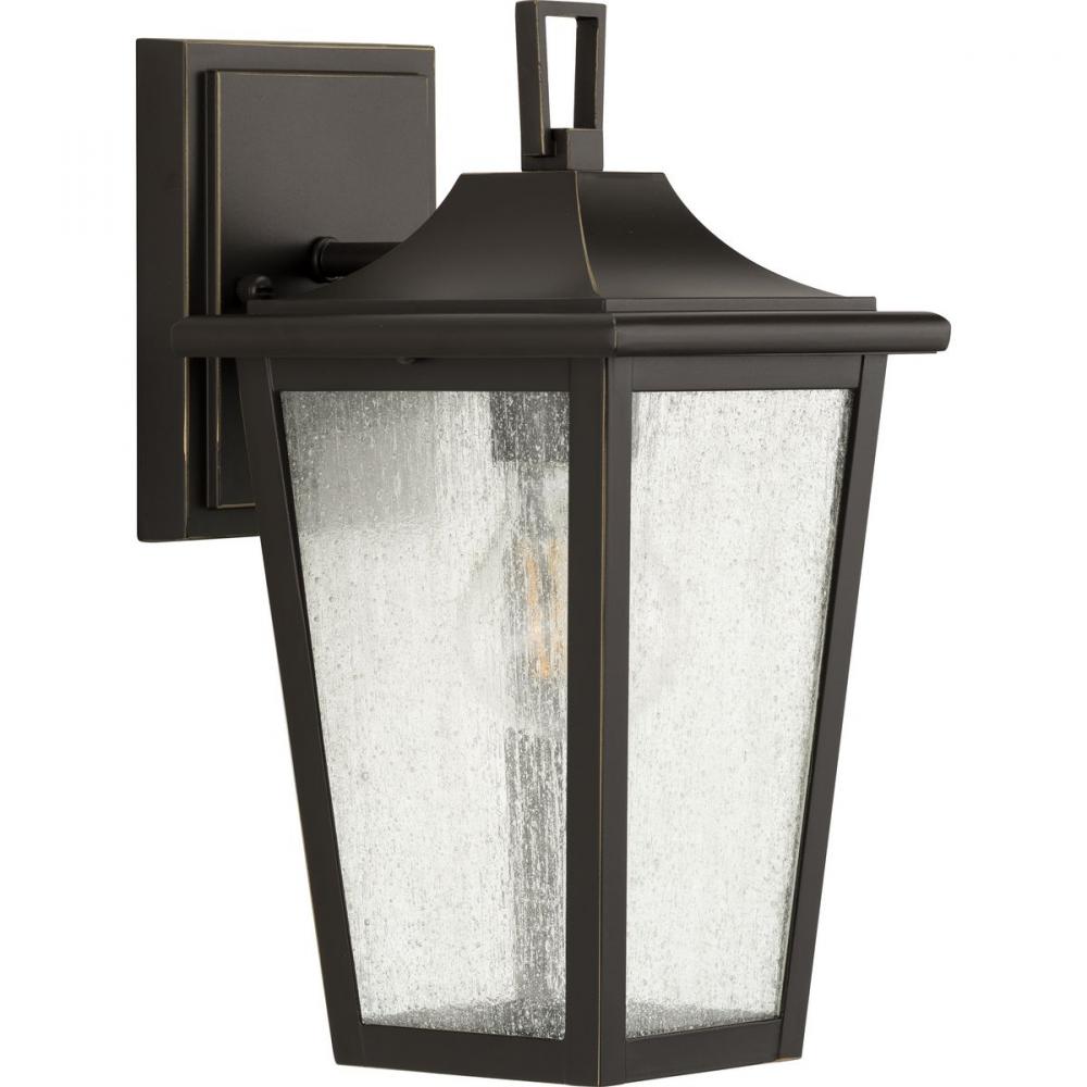 Padgett Collection One-Light Transitional Antique Bronze Clear Seeded Glass Outdoor Wall Lantern