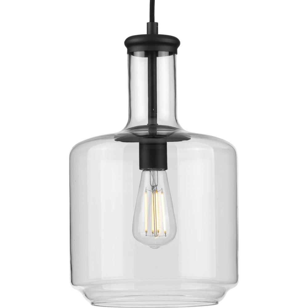 Latrobe Collection One-Light Matte Black Clear Glass Coastal Pendant Light