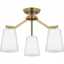 Progress P400342-191 - Vertex Collection Three-Light Brushed Gold Etched White Contemporary  Convertible Chandelier