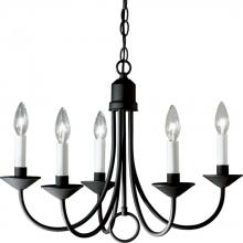 Progress P4008-31 - Five-Light Textured Black White Candles Traditional Chandelier Light