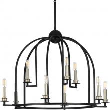 Progress P400187-031 - Seneca Collection Nine-Light Matte Black Farmhouse Chandelier Light