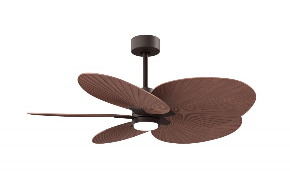 Alessandra Tropical 5-blade ceiling fan in Textured Bronze and Walnut Tone blades.