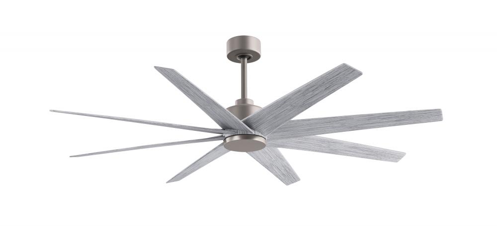 Ariella 8-blade ceiling fan in Brushed Nickel and Barn Wood Tone blades