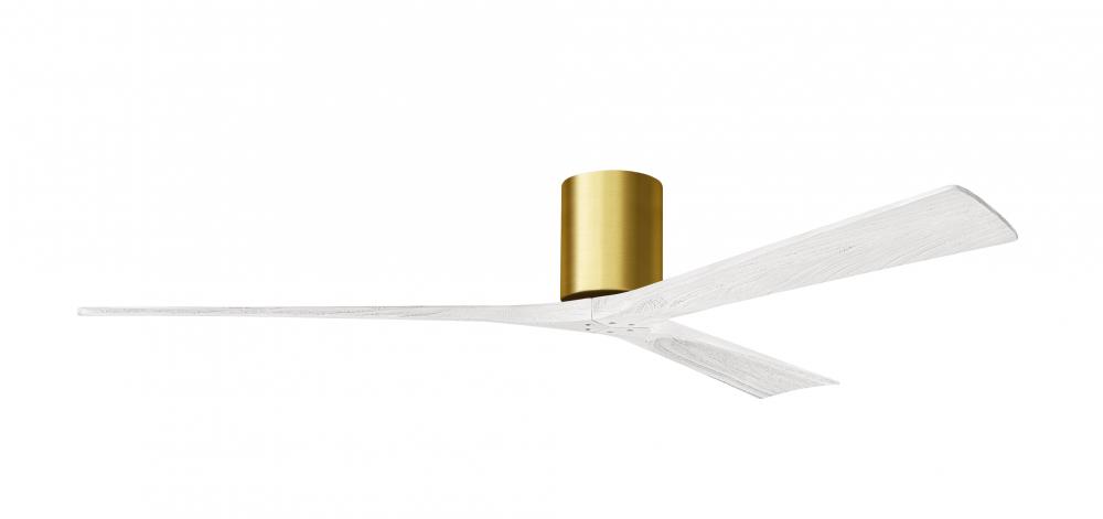 Irene-3H three-blade flush mount paddle fan in Brushed Brass finish with 72” solid matte white w