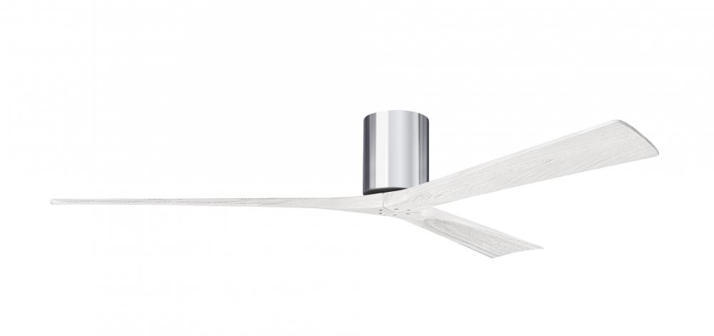 Irene-3H three-blade flush mount paddle fan in Polished Chrome finish with 72” solid matte white