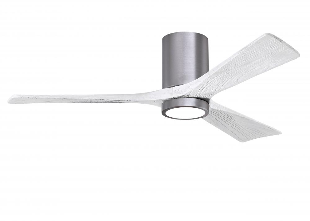 Irene-3HLK three-blade flush mount paddle fan in Brushed Pewter finish with 52” Matte White tone