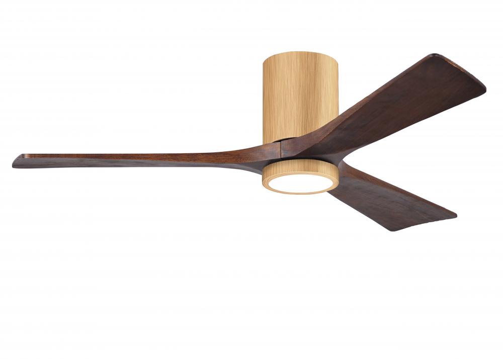 Irene-3HLK three-blade flush mount paddle fan in Brushed Pewter finish with 52” solid walnut ton