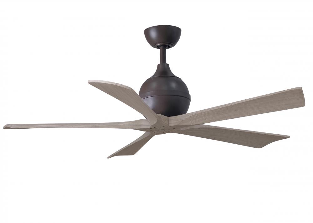 Irene-5 five-blade paddle fan in Textured Bronze finish with 52" with gray ash blades.