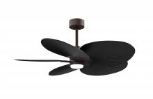 Matthews Fan Company AKTPLK-TB-BK - Alessandra Tropical 5-blade ceiling fan in Textured Bronze and Matte Black blades.