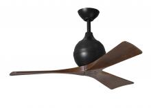 Matthews Fan Company IR3-BK-WA-42 - Irene-3 three-blade paddle fan in Matte Black finish with 42" solid walnut tone blades.