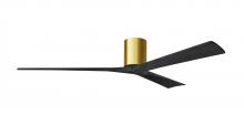 Matthews Fan Company IR3H-BRBR-BK-72 - Irene-3H three-blade flush mount paddle fan in Brushed Brass finish with 72” solid matte black w