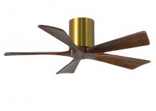 Matthews Fan Company IR5H-BRBR-WA-42 - Irene-5H five-blade flush mount paddle fan in Brushed Brass finish with 42” solid walnut tone bl