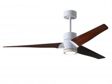 Matthews Fan Company SJ-WH-WN-60 - Super Janet three-blade ceiling fan in Gloss White finish with 60” solid walnut tone blades and