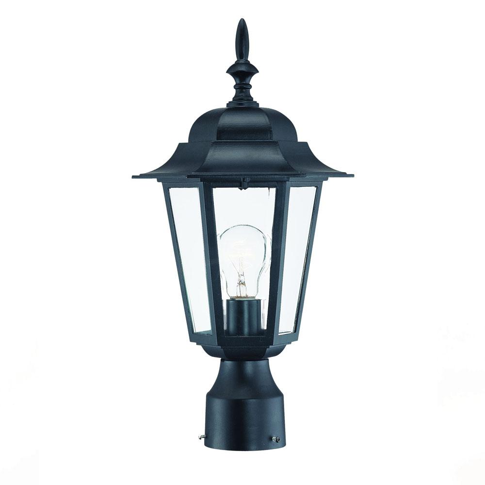 Camelot Collection Post-Mount 1-Light Outdoor Matte Black Light Fixture