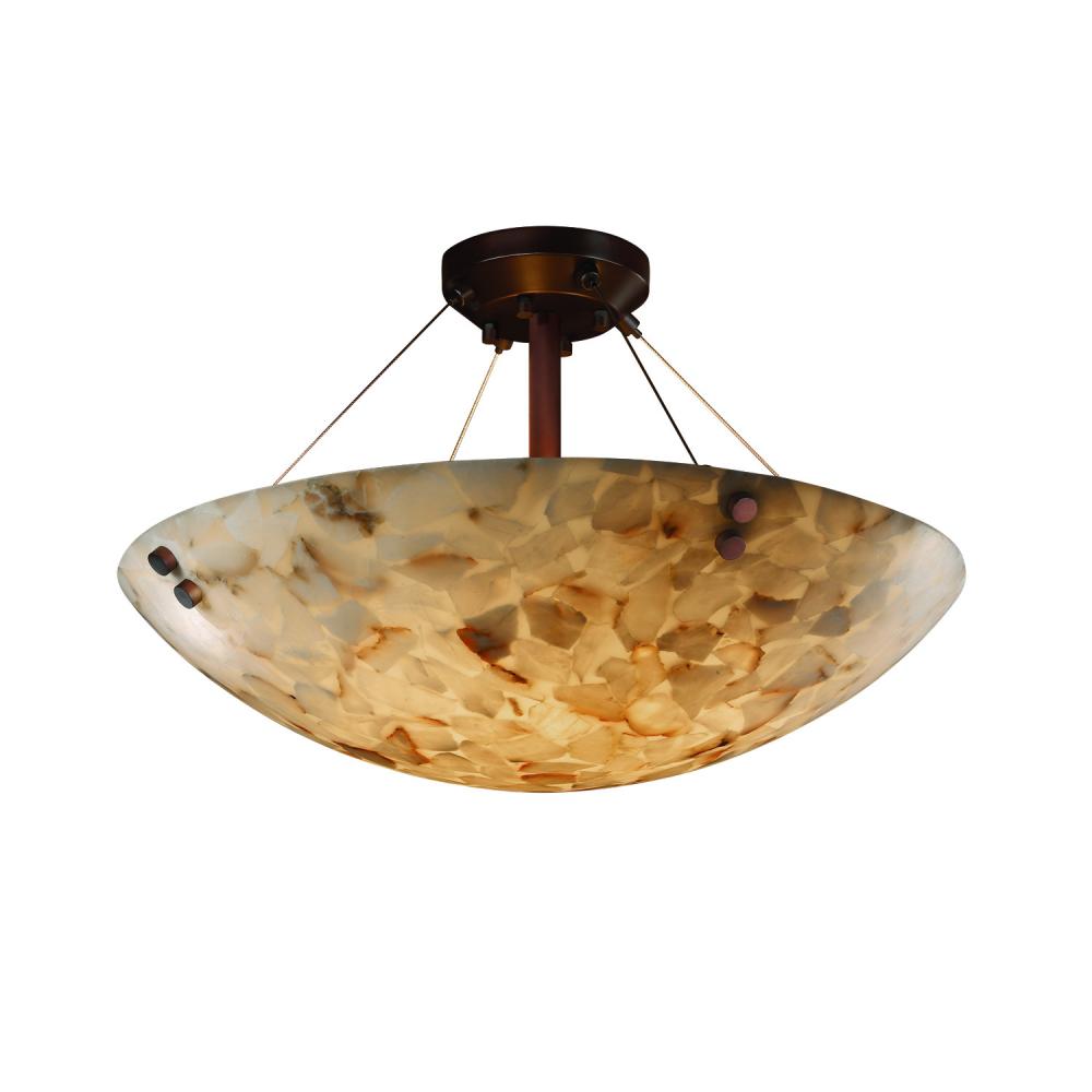 24" LED Semi-Flush Bowl w/ Concentric Circles Finials