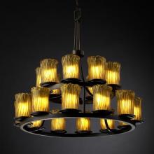 Justice Design Group GLA-8767-16-WHTW-DBRZ - Dakota 21-Light 2-Tier Ring Chandelier