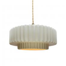 Justice Design Group CER-6553-MTGD-BRSS-BEIG-TWST - Medium Tier Pleated 1-Light Pendant