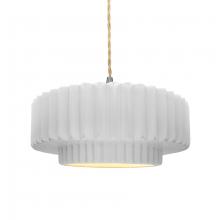 Justice Design Group CER-6553-WTWT-NCKL-BEIG-TWST - Medium Tier Pleated 1-Light Pendant