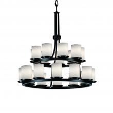 Justice Design Group FSN-8767-10-WEVE-MBLK - Dakota 21-Light 2-Tier Ring Chandelier