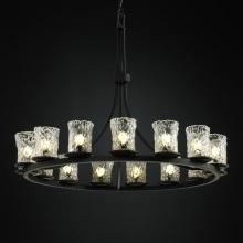 Justice Design Group GLA-8715-16-WHTW-MBLK - Dakota 15-Light 1-Tier Ring Chandelier