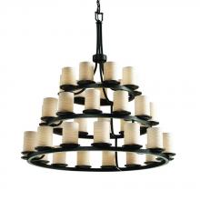 Justice Design Group POR-8712-10-SAWT-MBLK - Dakota 36-Light 3-Tier Ring Chandelier