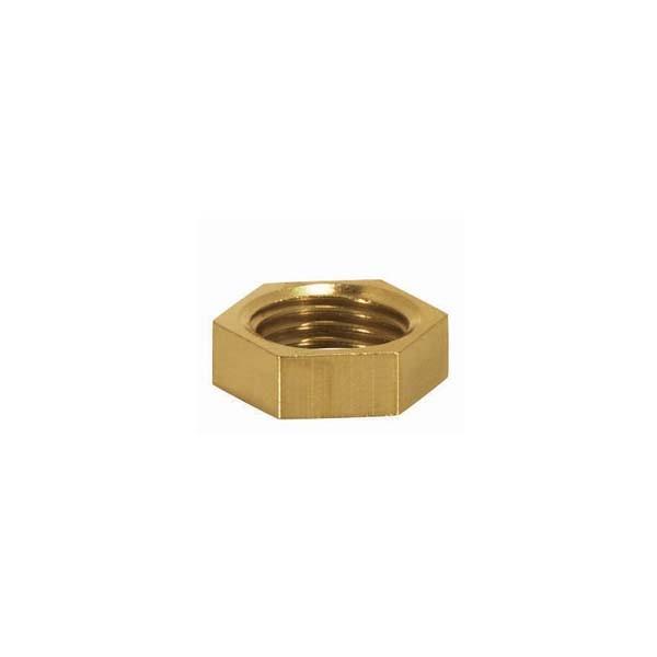 Brass Hexagon Locknut; 1/4 IP; 11/16" Hexagon; 3/16" Thick; Unfinished