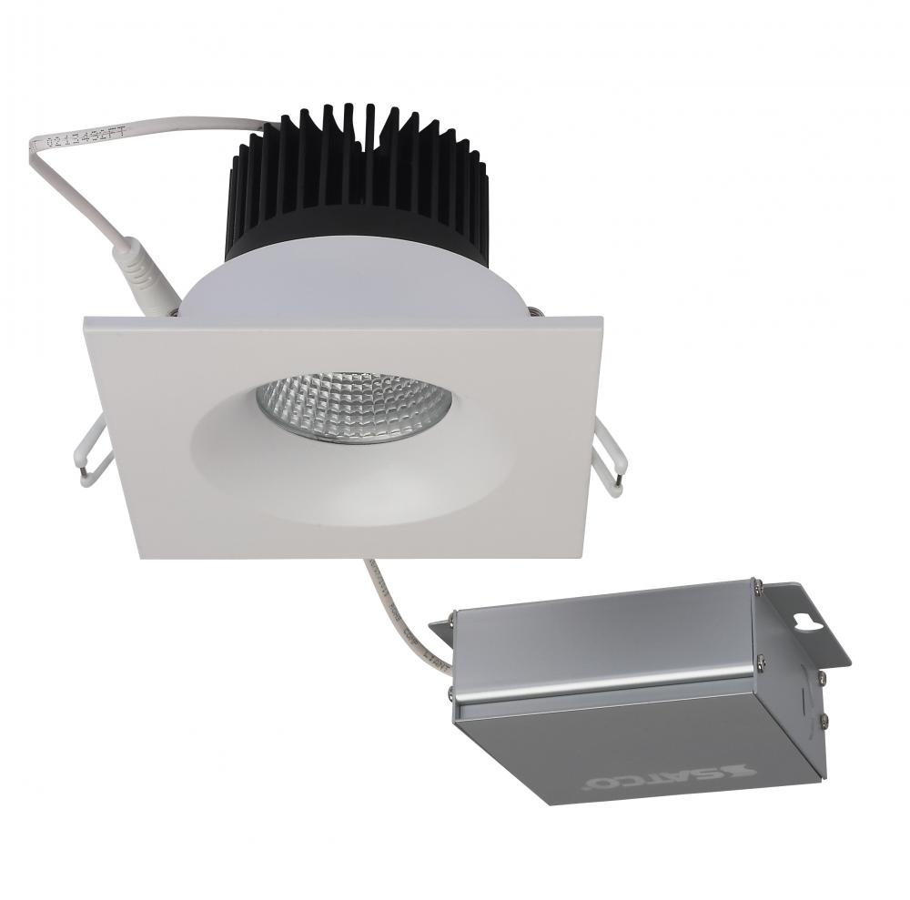 12 watt LED Direct Wire Downlight; 3.5 inch; 3000K; 120 volt; Dimmable; Square; Remote Driver; White