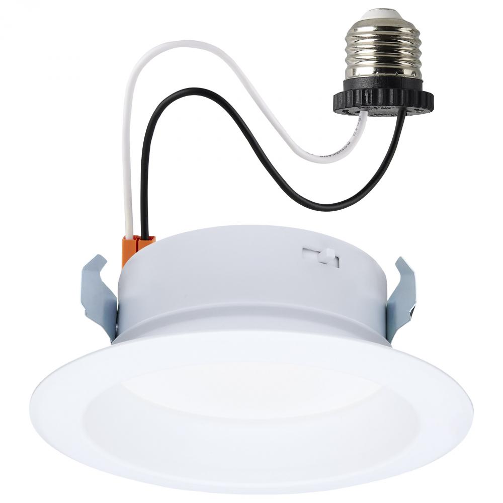 10 Watt LED High Output Downlight Retrofit; 4 Inch; 27K/30K/35K/40K/50K CCT Selectable; Round; White