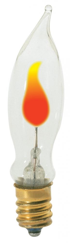 3 Watt CA5 1/2 Incandescent; Clear; 1000 Average rated hours; Candelabra base; 120 Volt