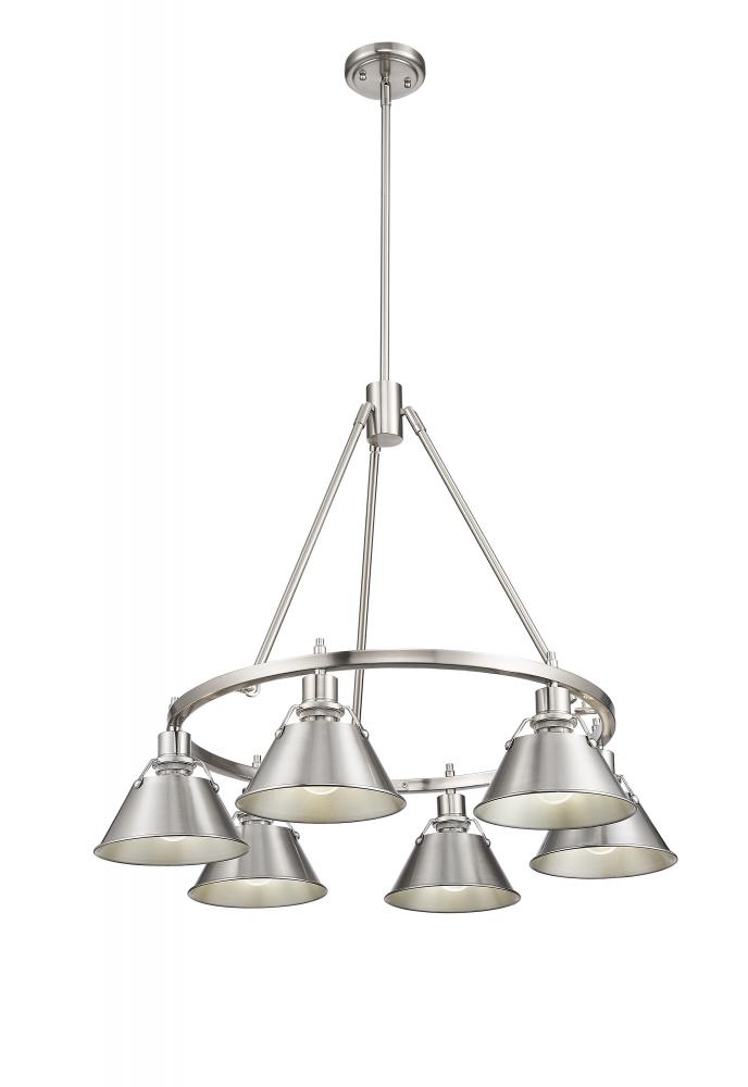 Orwell PW 6 Light Chandelier in Pewter with Pewter shades