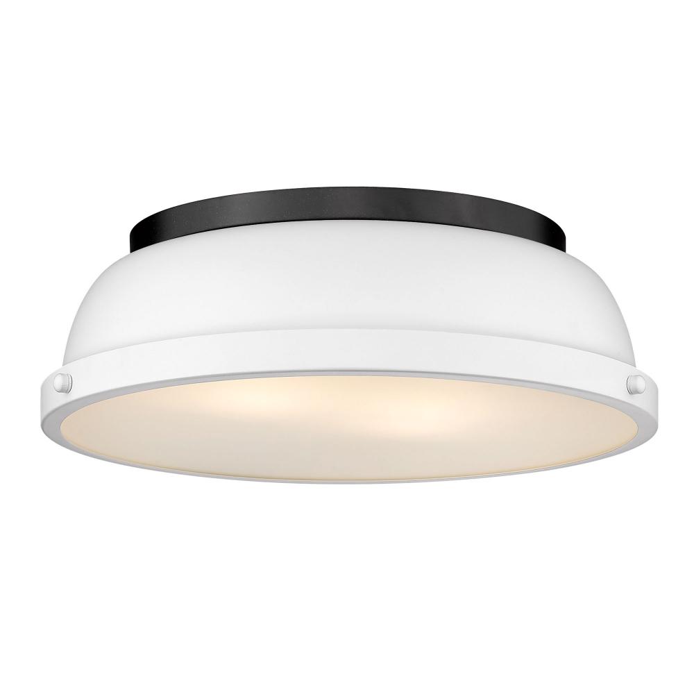 Duncan 14" Flush Mount in Matte Black with a Matte White Shade