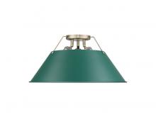 Golden 3306-3FM AB-GN - Orwell 3-Light Flush Mount in Aged Brass with Pine Green