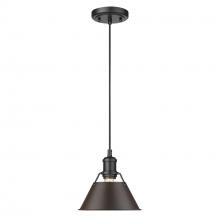 Golden 3306-S BLK-RBZ - Orwell 7.5" Wide Small Pendant in Matte Black with Rubbed Bronze