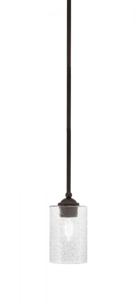 Zilo Stem Hung Mini Pendant, Dark Granite Finish, 4" Smoke Bubble Glass