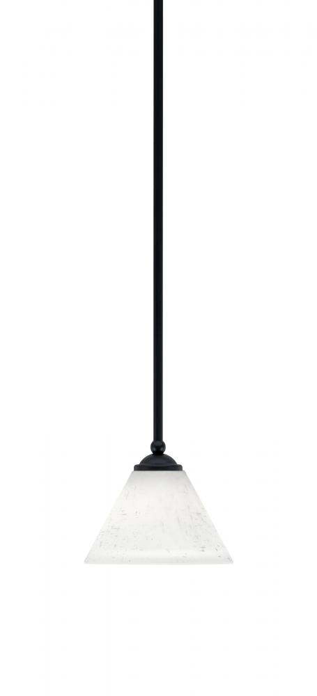 Zilo Stem Mini Pendant, Matte Black Finish, 7" White Muslin Glass