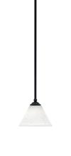 Toltec Company 560-MB-312 - Zilo Stem Mini Pendant, Matte Black Finish, 7" White Muslin Glass