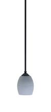 Toltec Company 560-MB-4022 - Zilo Stem Mini Pendant, Matte Black Finish, 5" Gray Matrix Glass