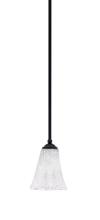 Toltec Company 560-MB-729 - Zilo Stem Mini Pendant, Matte Black Finish, 5.5" Fluted Italian Ice Glass