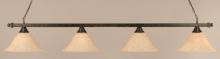 Toltec Company 804-BRZ-53318 - Four Light Bronze Italian Marble Glass Pool Table Light