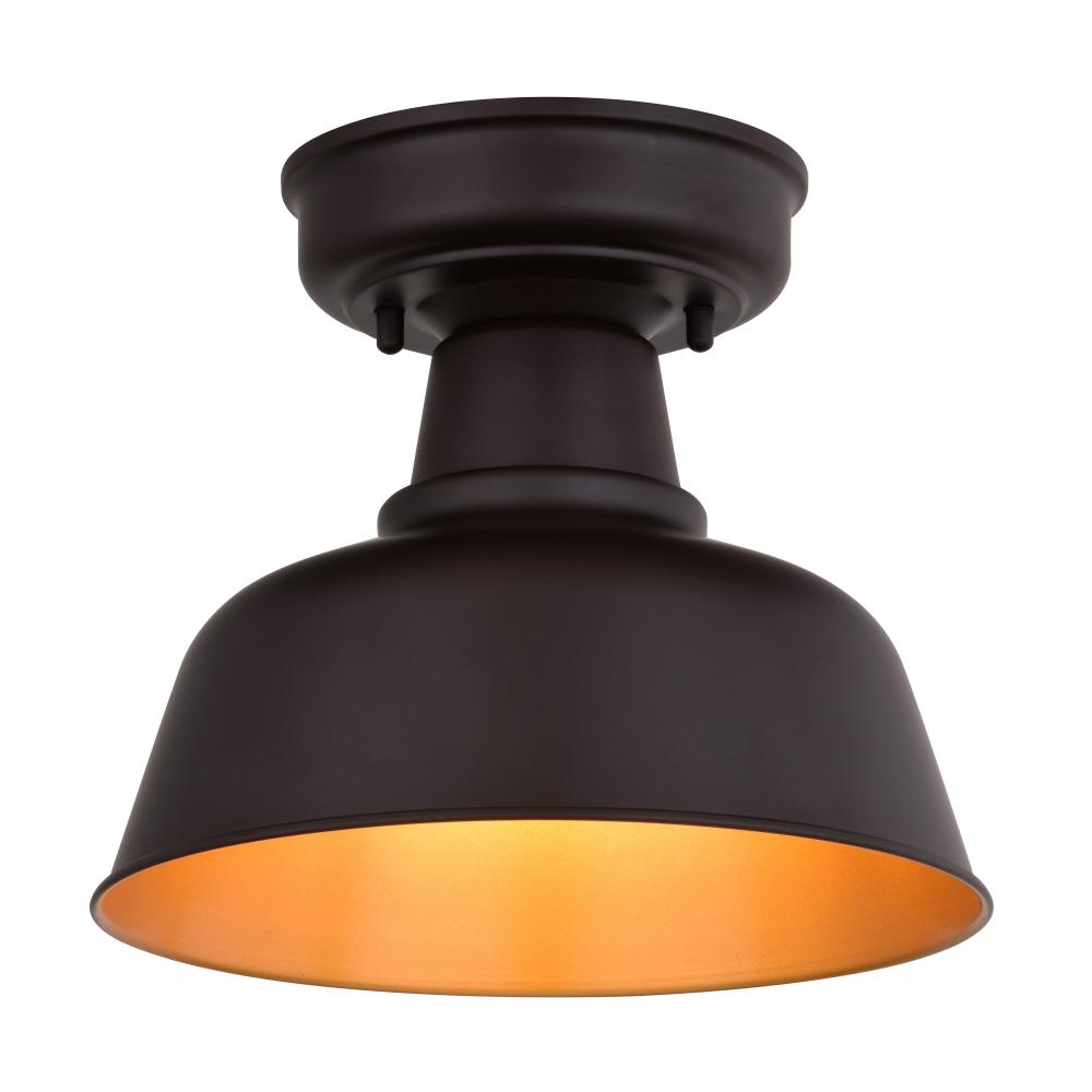 Cody 10.25-in. W Outdoor Semi-Flush Mount Oil Rubbed Bronze and Light Gold